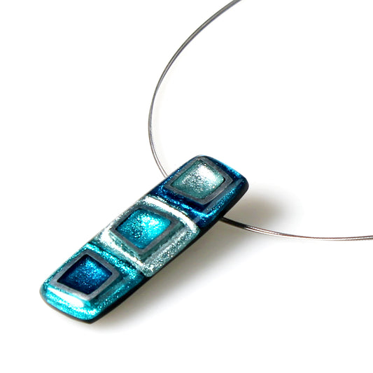 Teal Irregular Squares Pendant | The Jewellery Stop