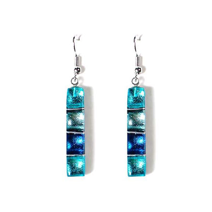 Teal Classic Stripes Fish Hook Earrings | The Jewellery Stop