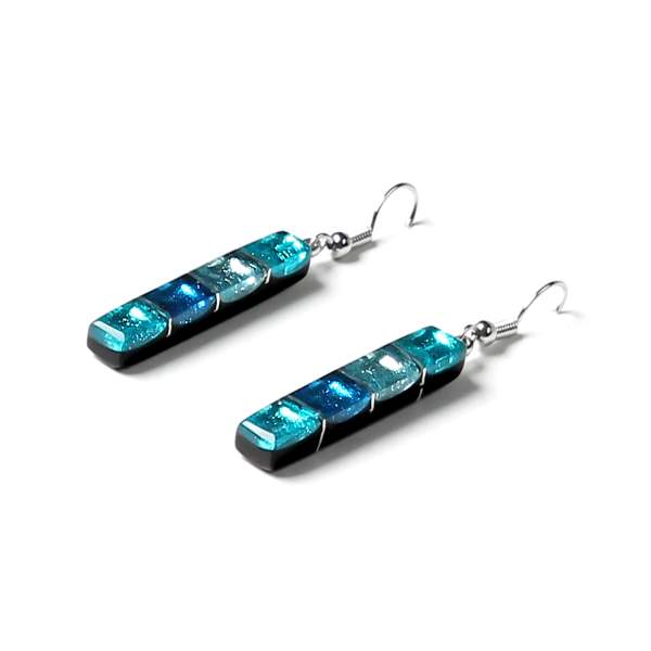 Teal Classic Stripes Fish Hook Earrings | The Jewellery Stop