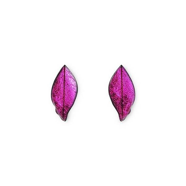 Berry Skeletal Leaf Stud Earrings | The Jewellery Stop