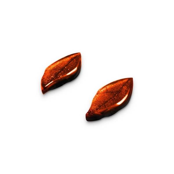 Orange Skeletal Leaf Stud Earrings | The Jewellery Stop