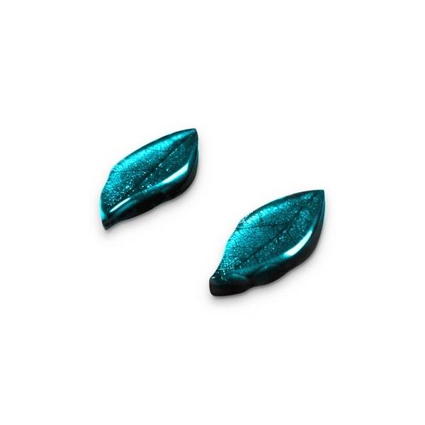 Teal Skeletal Leaf Stud Earrings | The Jewellery Stop