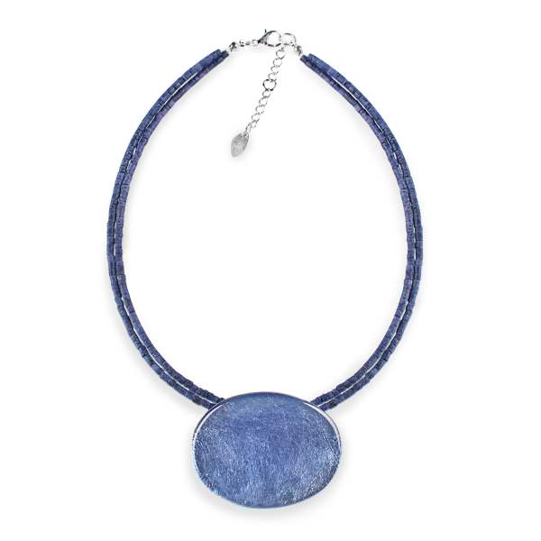 Denim Curved Ovals Pendant on Coco