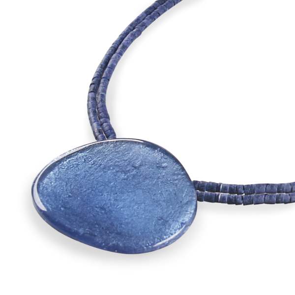 Denim Curved Ovals Pendant on Coco