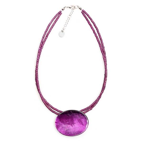 Purple Curved Ovals Pendant on Coco
