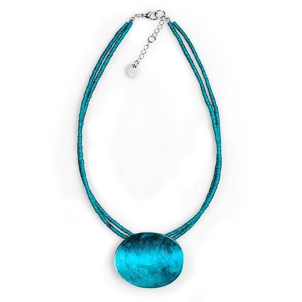 Teal Curved Ovals Pendant on Coco