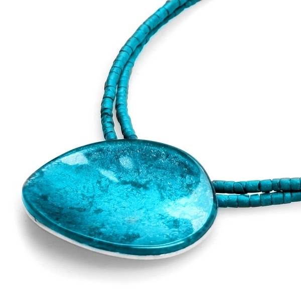 Teal Curved Ovals Pendant on Coco