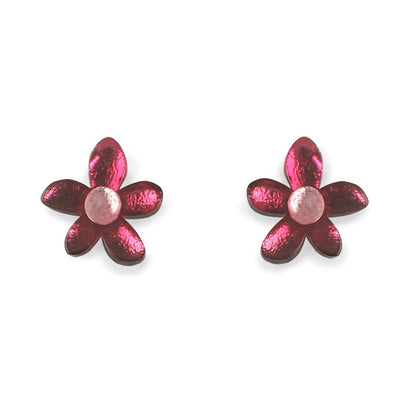 Raspberry Flower Stud Earrings | The Jewellery Stop