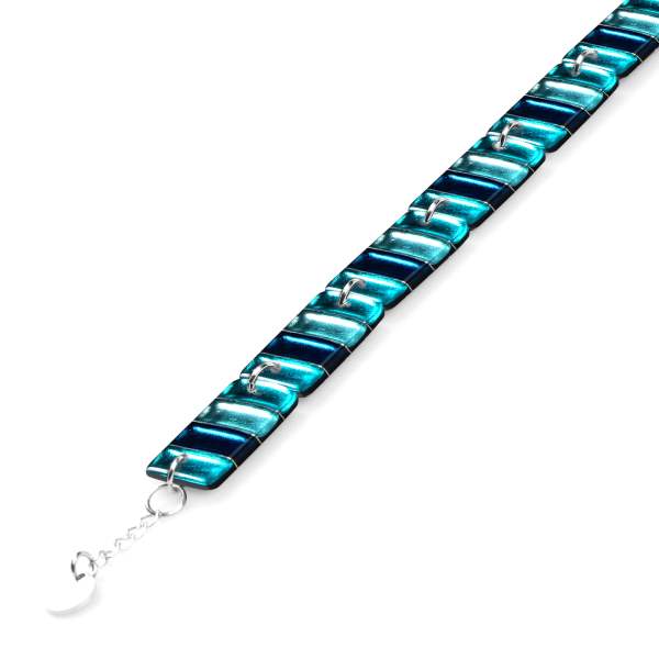 Teal Classic Stripes Bracelet | The Jewellery Stop