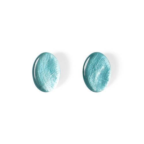 Aqua Shell Ovals Stud Earrings