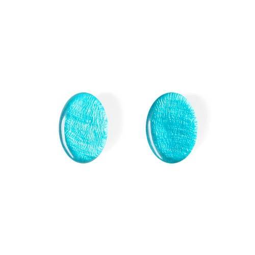 Teal Shell Ovals Stud Earrings | The Jewellery Stop