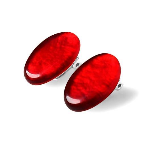 Red Shell Ovals Clip Earrings | The Jewellery Stop