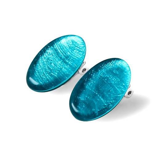 Teal Shell Ovals Clip Earrings | The Jewellery Stop