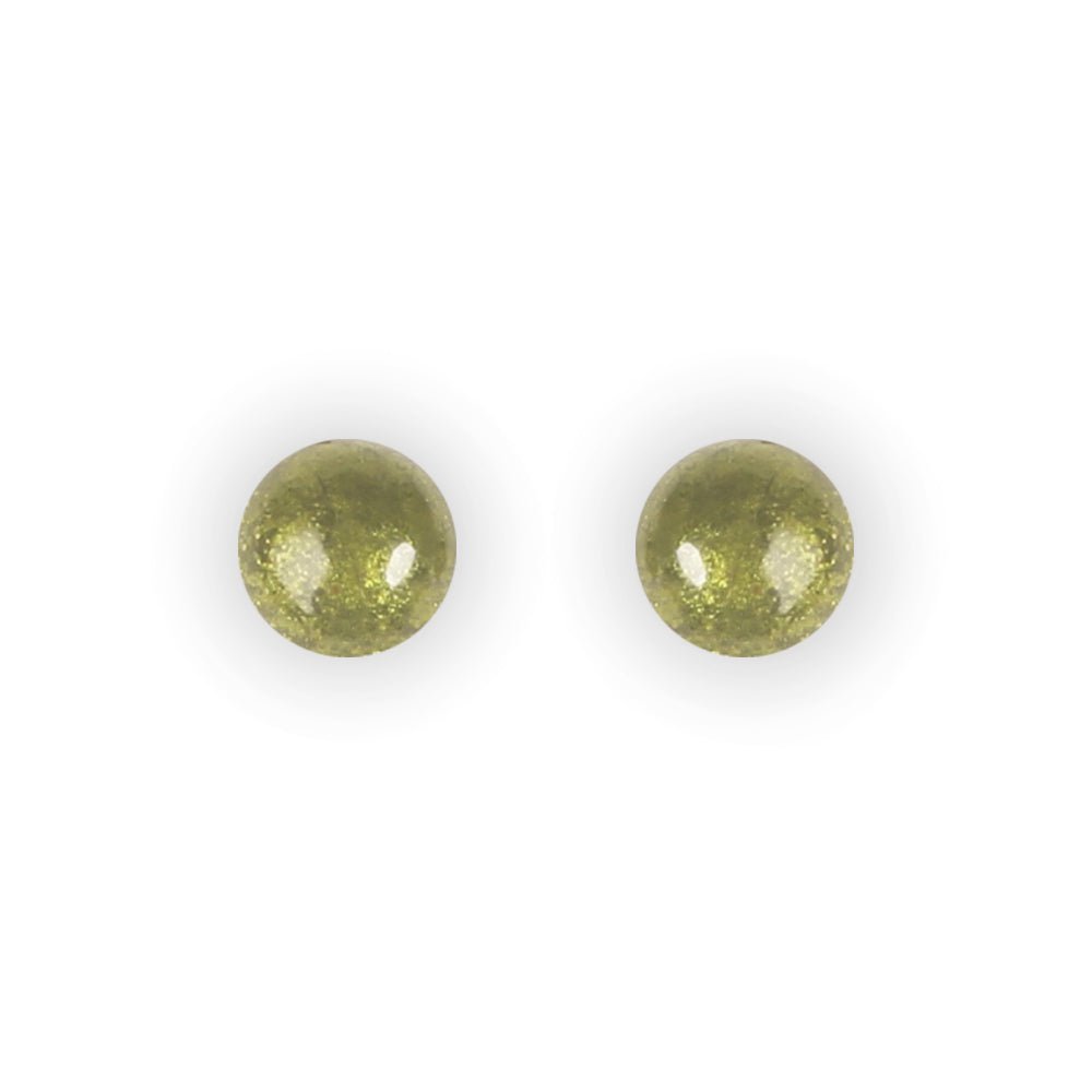 Olive Cabouchon Small Stud Earrings | The Jewellery Stop