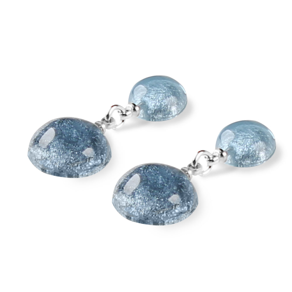 Ice Cabouchon Double Drop Stud Earrings