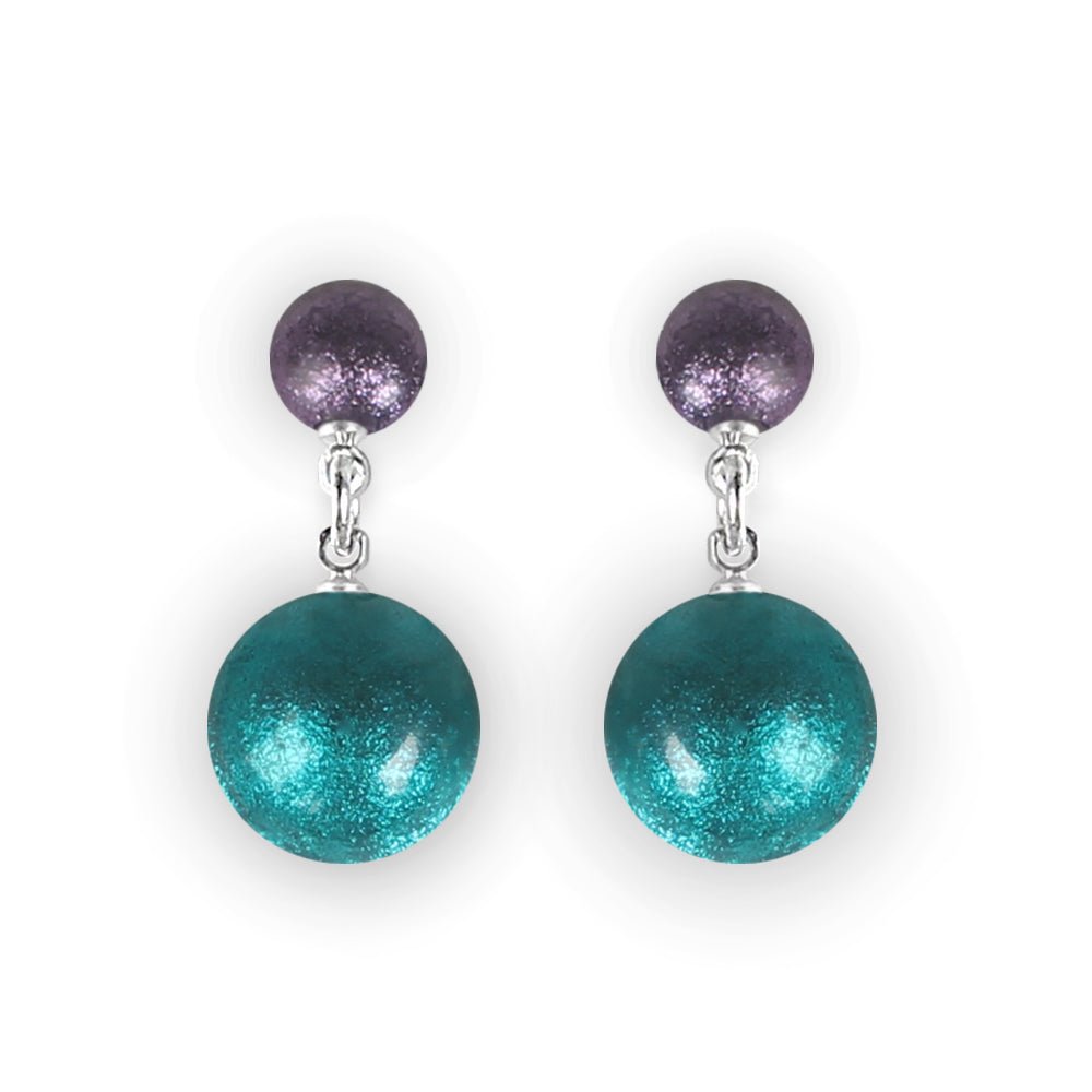 Peacock Cabouchon Double Drop Stud Earrings | The Jewellery Stop