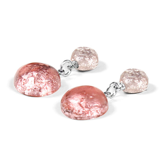 Rose Cabouchon Double Drop Stud Earrings | The Jewellery Stop