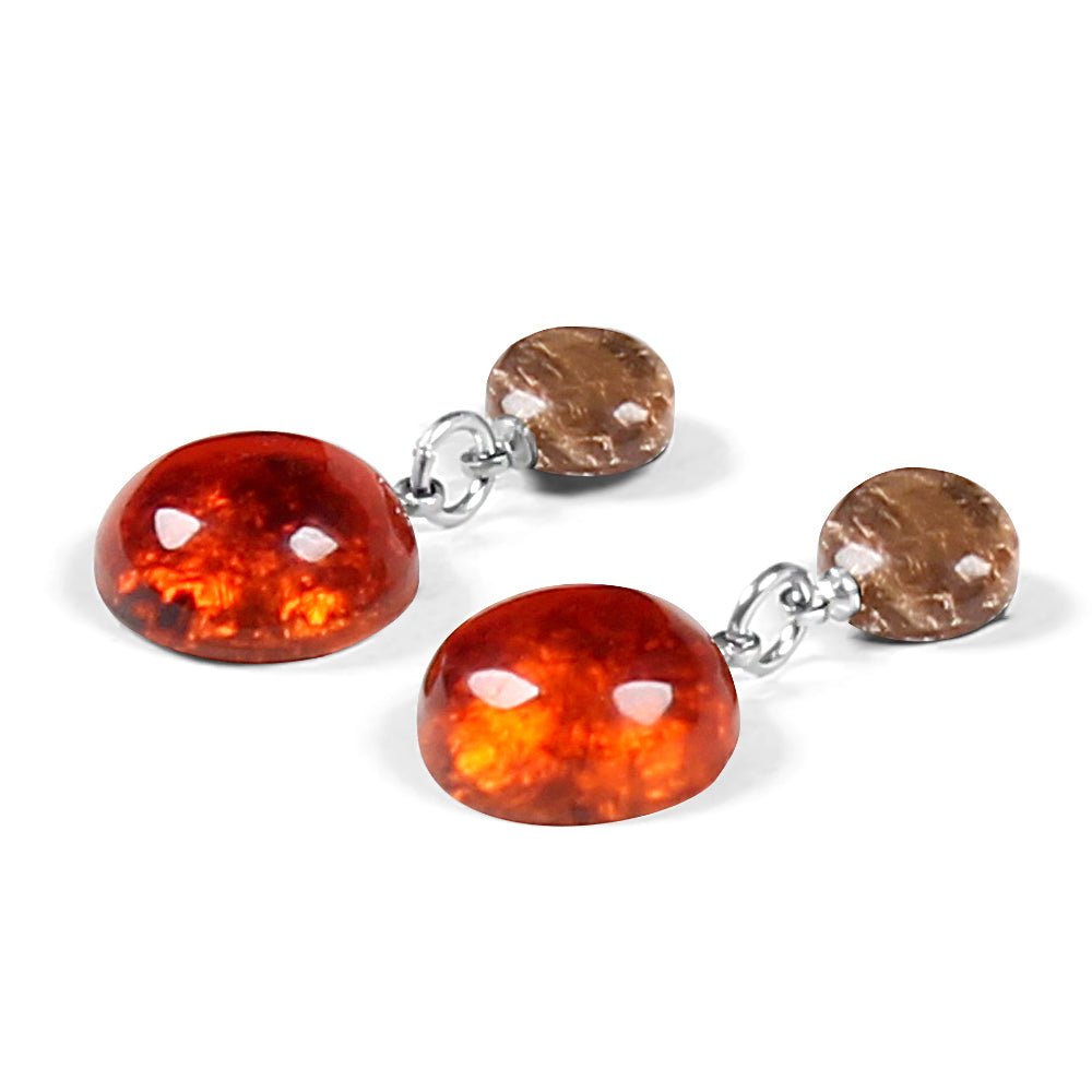 Spice Cabouchon Double Drop Stud Earrings | The Jewellery Stop