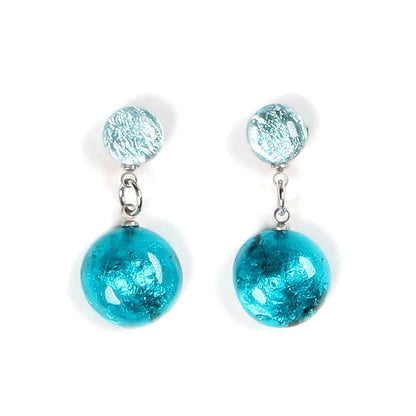 Teal Cabouchon Double Drop Stud Earrings | The Jewellery Stop