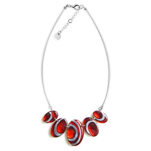 Red Oval Swirl Necklace