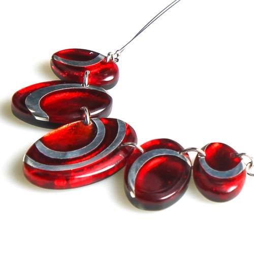 Red Oval Swirl Necklace