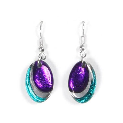 Peacock Oval Swirl Fish Hook Earrings | The Jewellery Stop