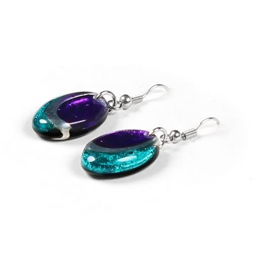 Peacock Oval Swirl Fish Hook Earrings | The Jewellery Stop