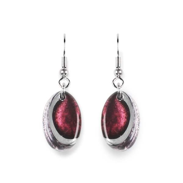 Plum Oval Swirl Fish Hook Earrings | The Jewellery Stop