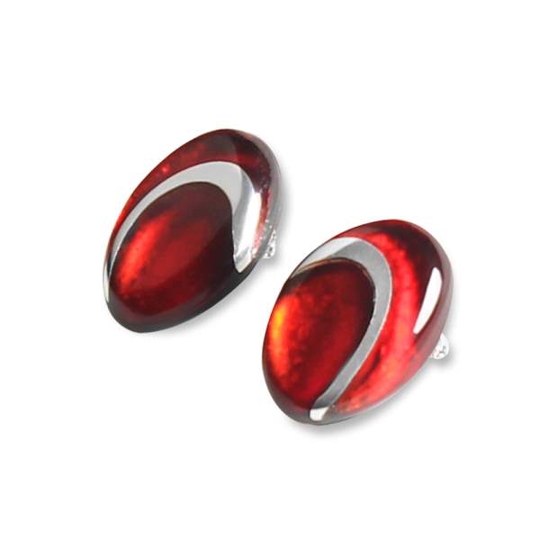 Red Oval Swirl Clip Earrings | The Jewellery Stop