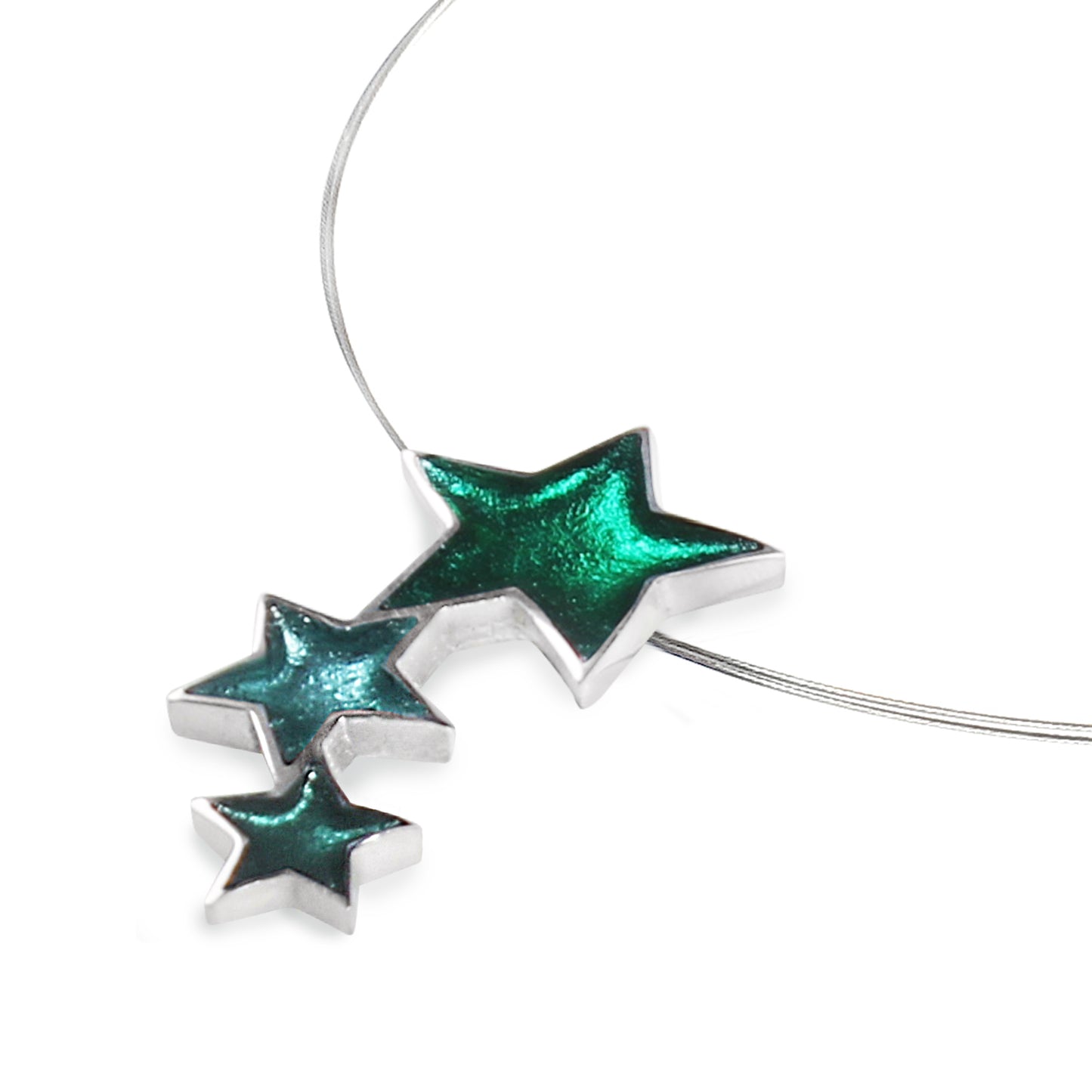 Emerald Pewter Star Multi-Colour Pendant