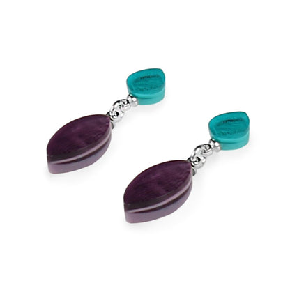 Peacock Petal Dangle Stud Earrings | The Jewellery Stop