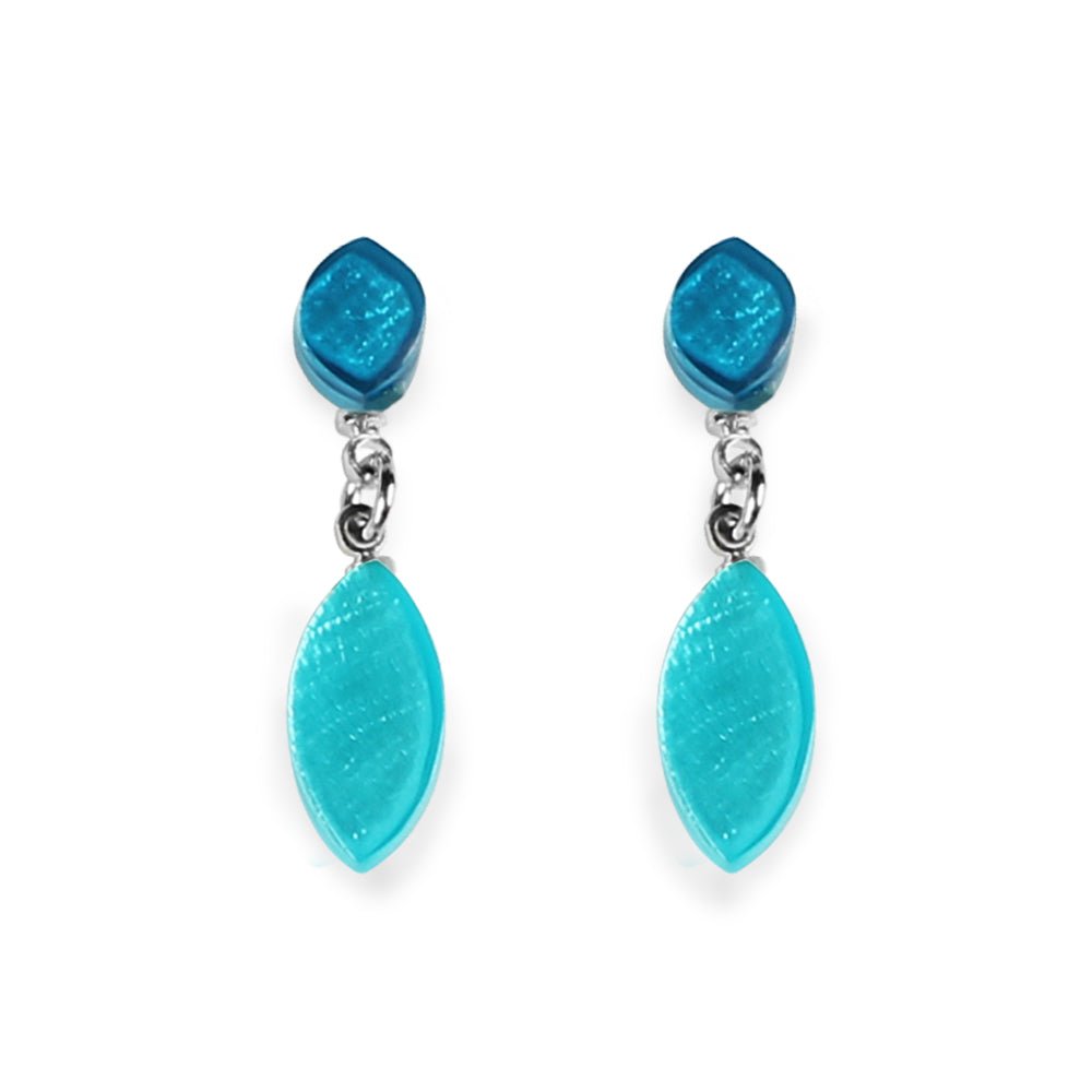 Teal Petal Dangle Stud Earrings | The Jewellery Stop