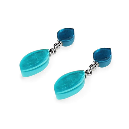Teal Petal Dangle Stud Earrings | The Jewellery Stop