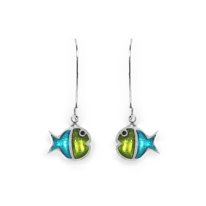 Seaweed Bubble Fish Stripe Long Hook Earrings | The Jewellery Stop