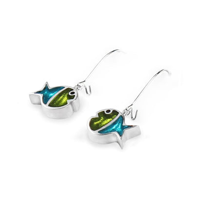 Seaweed Bubble Fish Stripe Long Hook Earrings | The Jewellery Stop