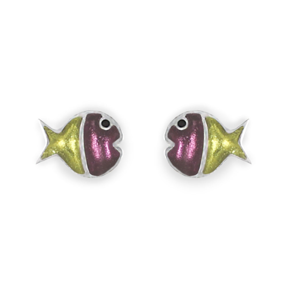 Kingfisher Bubble Fish Stripe Stud Earrings