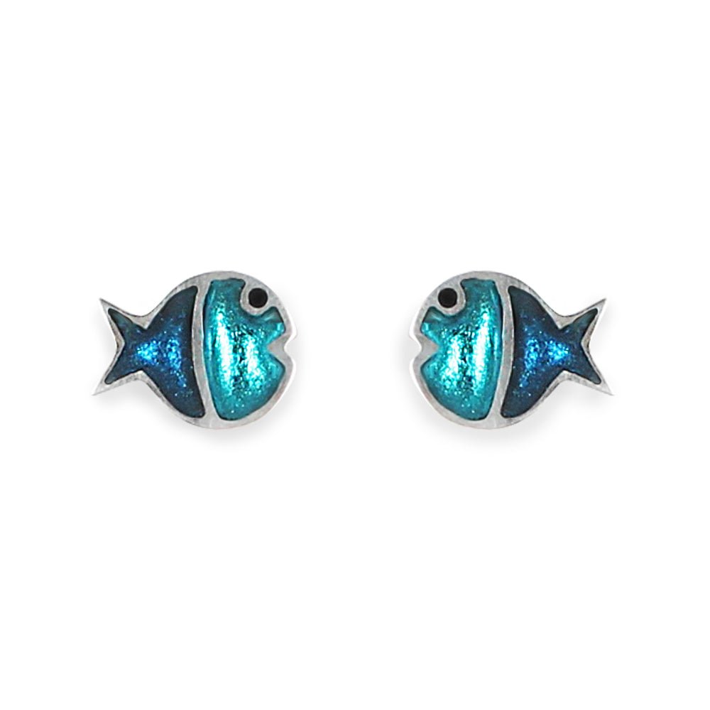 Teal Bubble Fish Stripe Stud Earrings | The Jewellery Stop