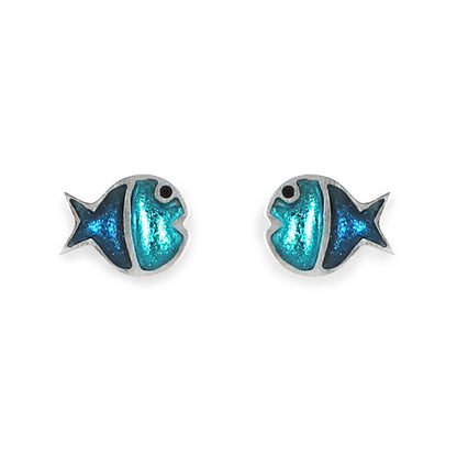 Teal Bubble Fish Stripe Stud Earrings | The Jewellery Stop