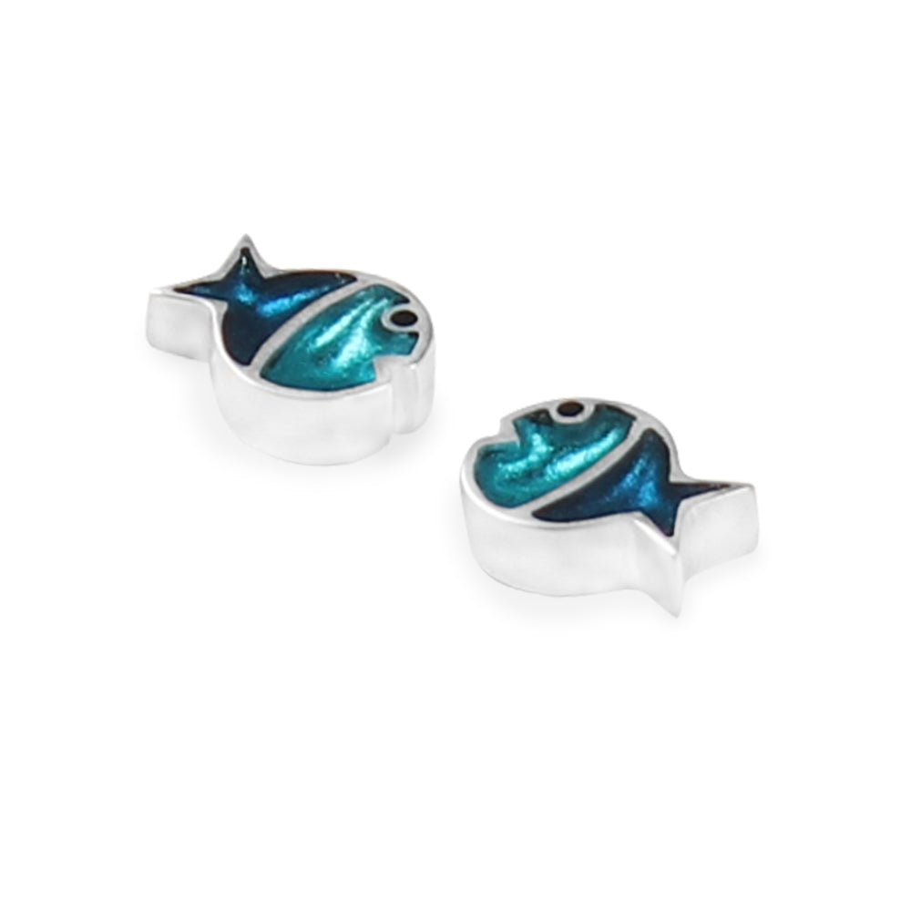 Teal Bubble Fish Stripe Stud Earrings | The Jewellery Stop