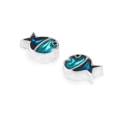Teal Bubble Fish Stripe Stud Earrings | The Jewellery Stop