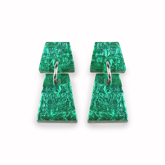 Emerald Aztec Dangle Stud Earrings | The Jewellery Stop