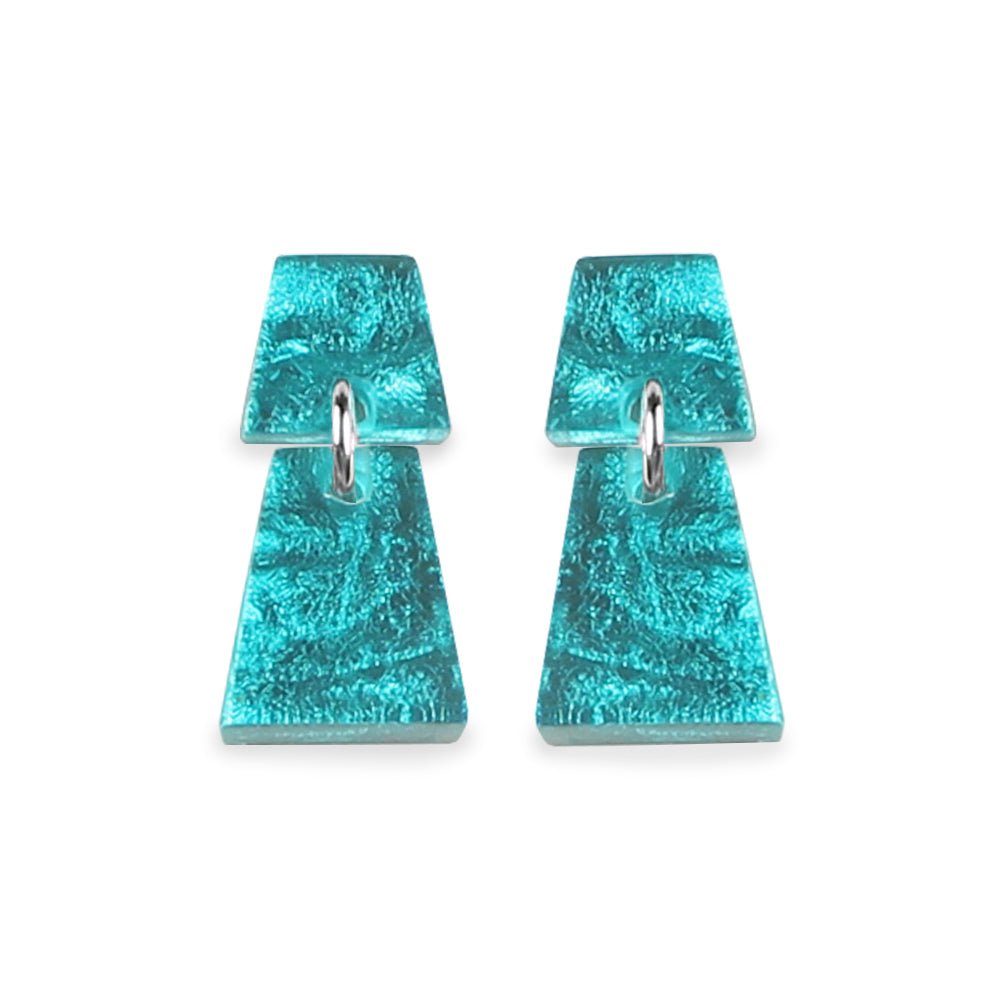 Teal Aztec Dangle Stud Earrings | The Jewellery Stop