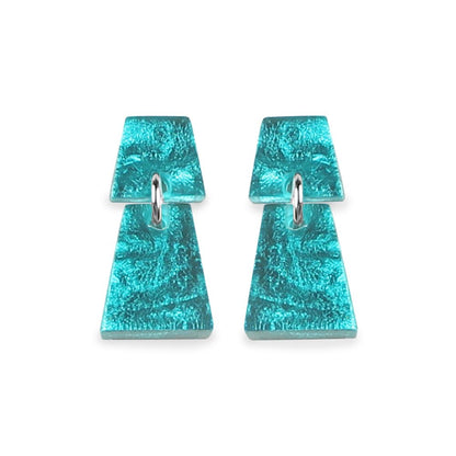 Teal Aztec Dangle Stud Earrings | The Jewellery Stop