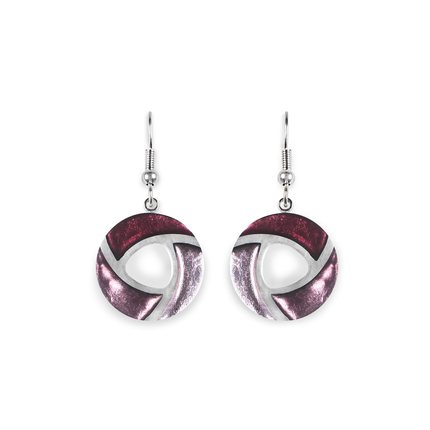 Plum Trisceli Fish Hook Earrings | The Jewellery Stop