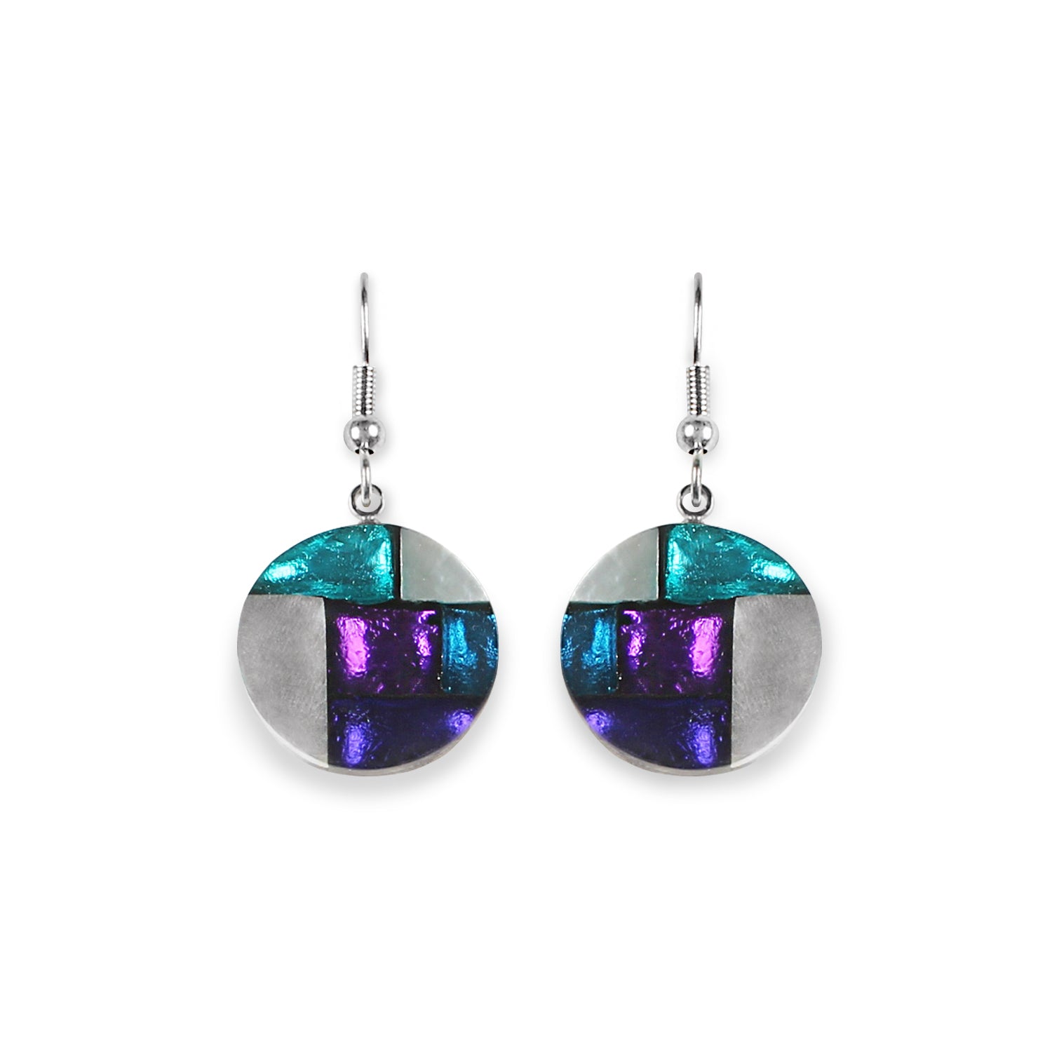 Peacock Mosaic Fish Hook Earrings | The Jewellery Stop