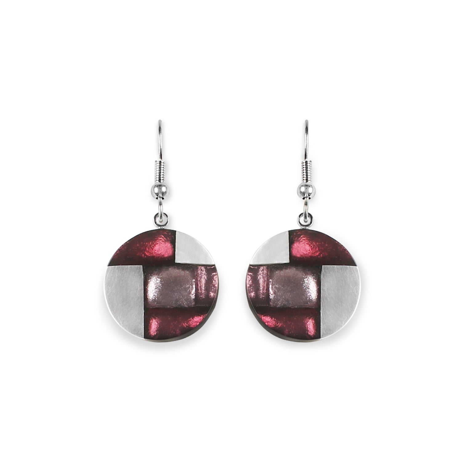 Plum Mosaic Fish Hook Earrings | The Jewellery Stop