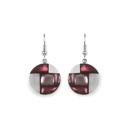 Plum Mosaic Fish Hook Earrings | The Jewellery Stop