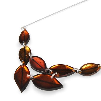 Paprika Skeletal Leaf Combi Necklace | The Jewellery Stop