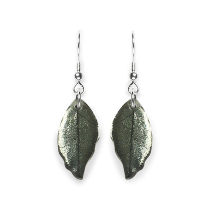 Pear Skeletal Leaf Combi Fish Hook Earrings | The Jewellery Stop