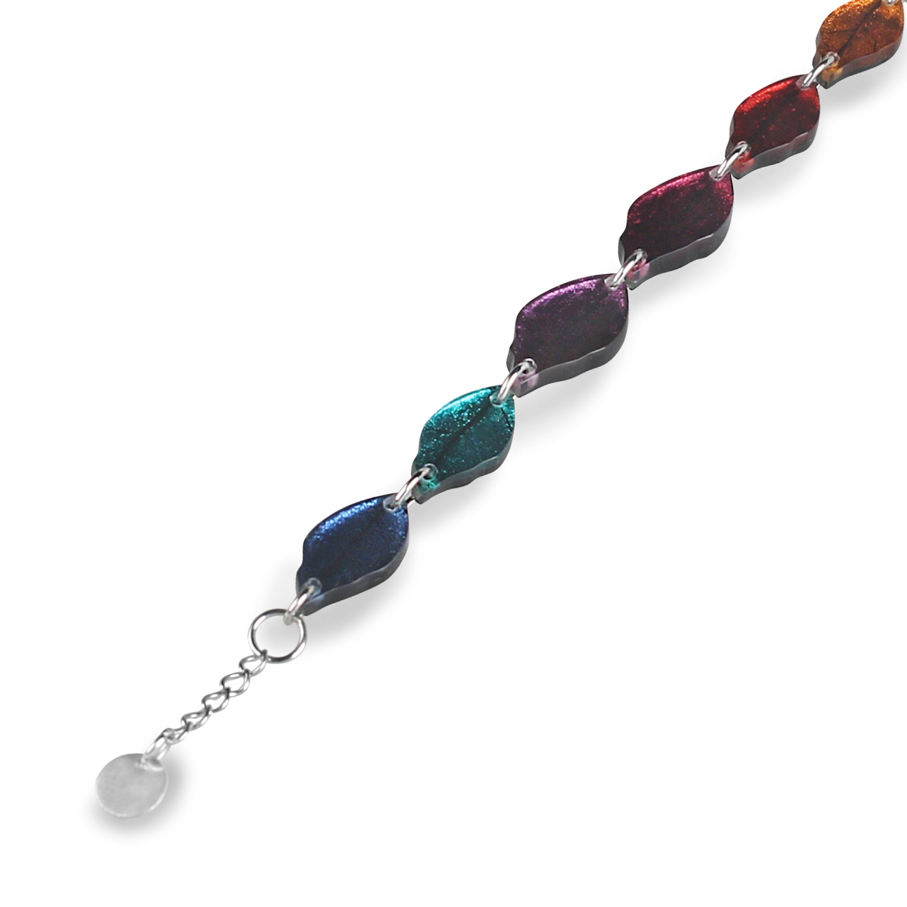 Rainbow Skeletal Leaf Combi Bracelet | The Jewellery Stop
